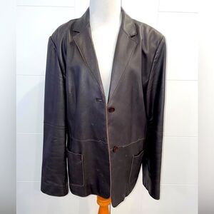 Brown genuine leather jacket. Valerie Separates.